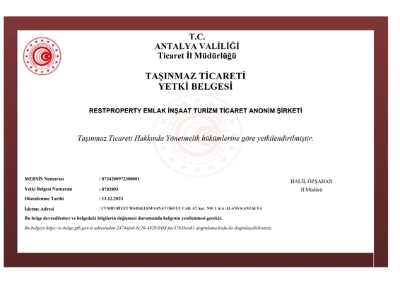 RestProperty Licensed Agency in Turkey 