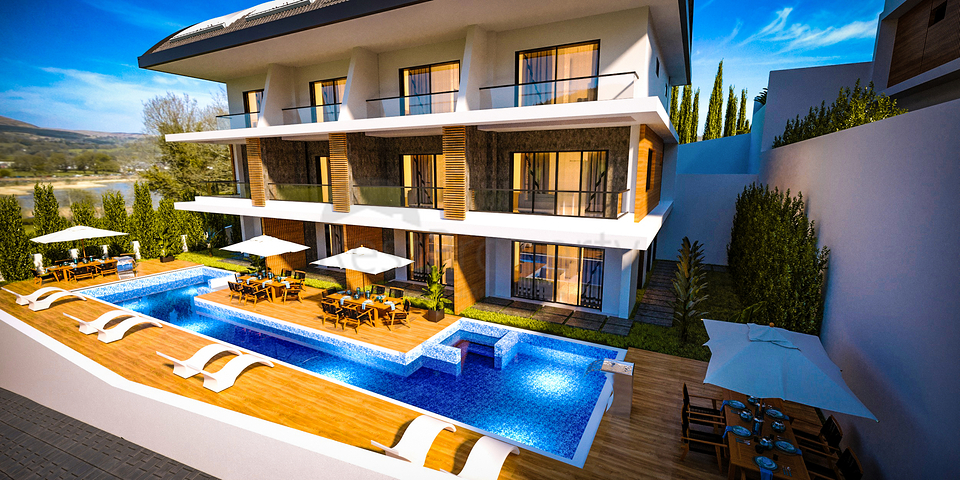 Вілли 4 + 1 в оточенні соснового лісу в районі Авсаллар Вілли 4 + 1 в оточенні соснового лісу в районі Авсаллар