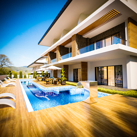 Вілли 4 + 1 в оточенні соснового лісу в районі Авсаллар Вілли 4 + 1 в оточенні соснового лісу в районі Авсаллар