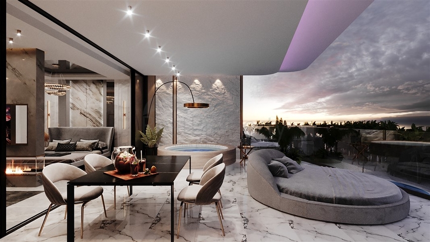 Проект преміум класу на першій береговій лінії в районі Санур Проект преміум класу на першій береговій лінії в районі Санур