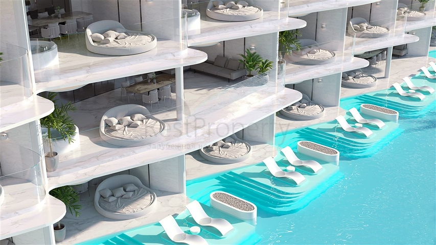 Проект преміум класу на першій береговій лінії в районі Санур Проект преміум класу на першій береговій лінії в районі Санур