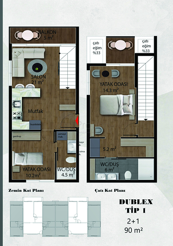 Квартири планування 1+1 і 2+1 дуплекс в районі Белек-Анталія