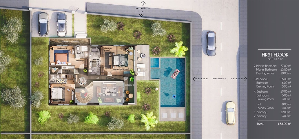 Вілла планування 4 + 1 в районі Белек - Анталія 