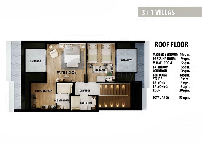 Вілли планування 3 + 1 і 4 + 1 в районі Сіде - Анталія