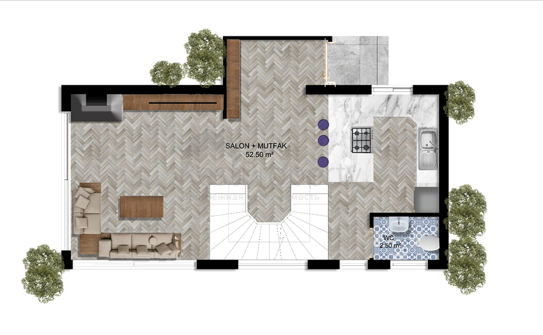 Вілли планування 4 + 1 в районі Сіде - Анталія 