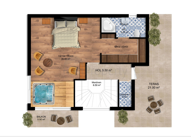 Вілли планування 4 + 1 в районі Сіде - Анталія 