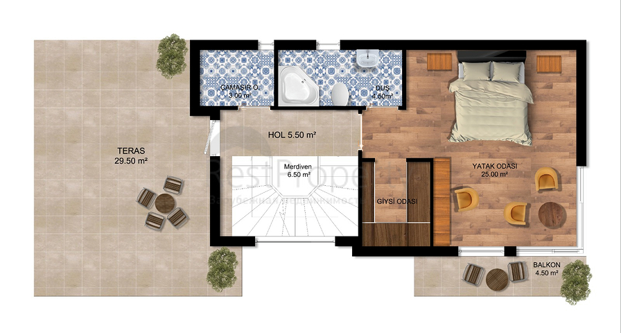 Вілли планування 4 + 1 в районі Сіде - Анталія 