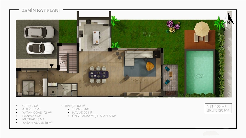 Вілли в комплексі планування 4 + 1 в районі Дошемеалти - Анталія 