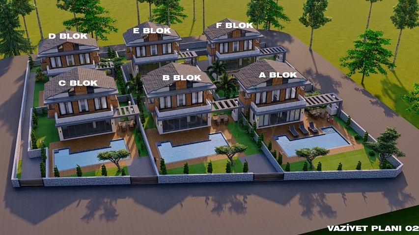 Вілла планування 4 + 1 в районі Фетхіє - Анталія 