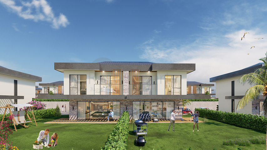 Вілли 3+1 і 4 + 1 в еко комплексі в оточенні хвойного лісу в районі Дортепе на східній частині Бодрума.