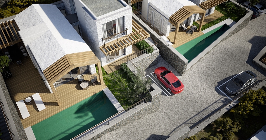 Окремо розташовані вілли з унікальною архітектурою в районі Гюмюшлюк