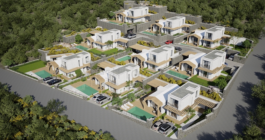 Окремо розташовані вілли з унікальною архітектурою в районі Гюмюшлюк