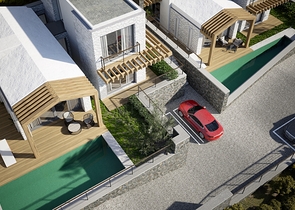 Окремо розташовані вілли з унікальною архітектурою в районі Гюмюшлюк