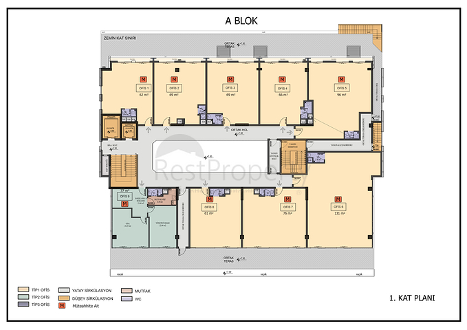 Комерційне приміщення під офіс в центрі міста Анталія 