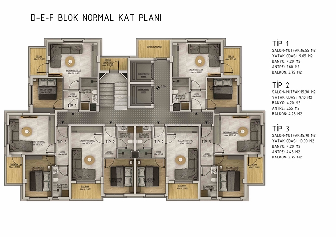 Квартири планування 1 + 1 і 2 + 1 в районі Белек - Анталія