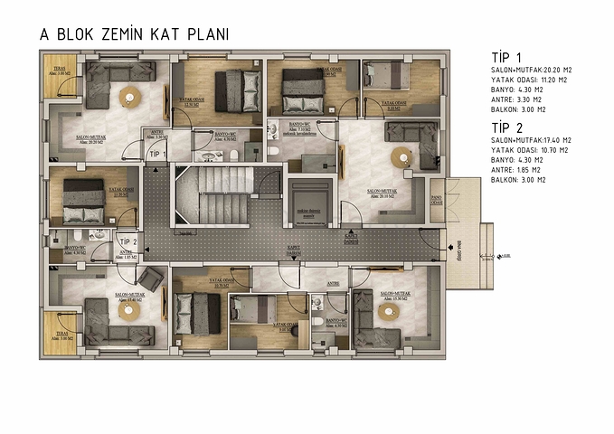 Квартири планування 1 + 1 і 2 + 1 в районі Белек - Анталія