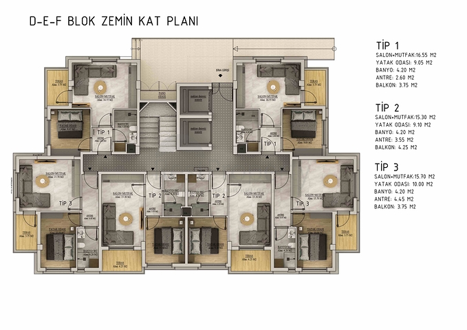 Квартири планування 1 + 1 і 2 + 1 в районі Белек - Анталія