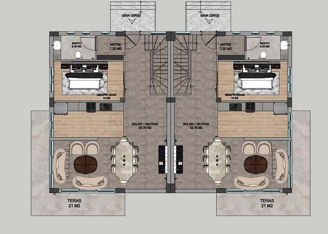 На продаж пропонуються вілли планування 4 + 1 в районі Дошемеалти - Анталія 
