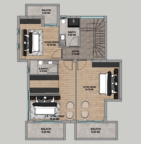 На продаж пропонуються вілли планування 4 + 1 в районі Дошемеалти - Анталія 