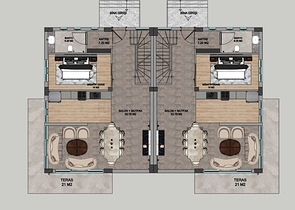 На продаж пропонуються вілли планування 4 + 1 в районі Дошемеалти - Анталія 